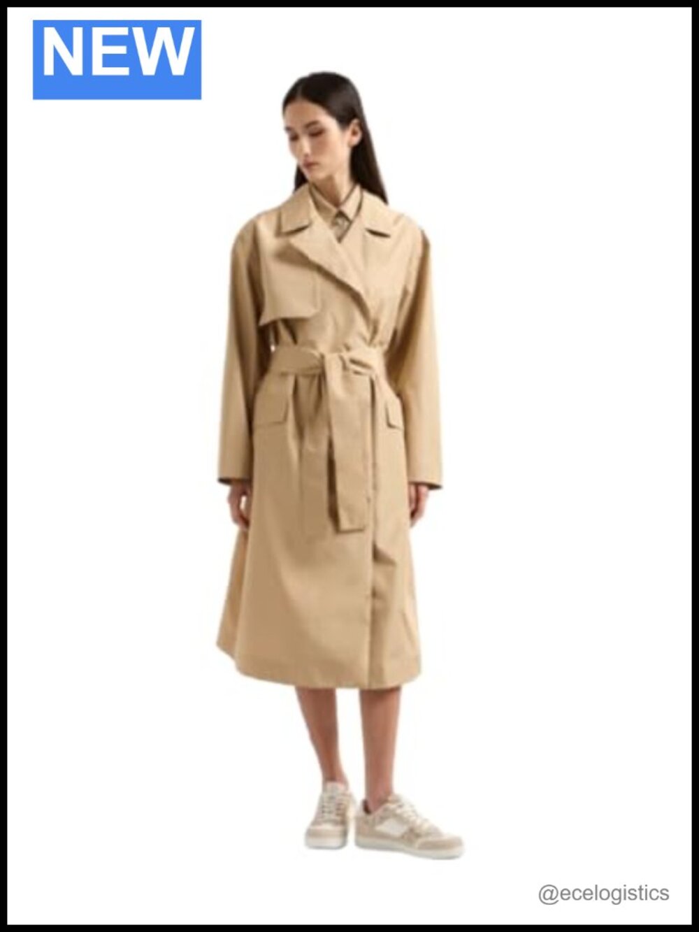 Armani Exchange Women's Trench Coat with Monogram Logo